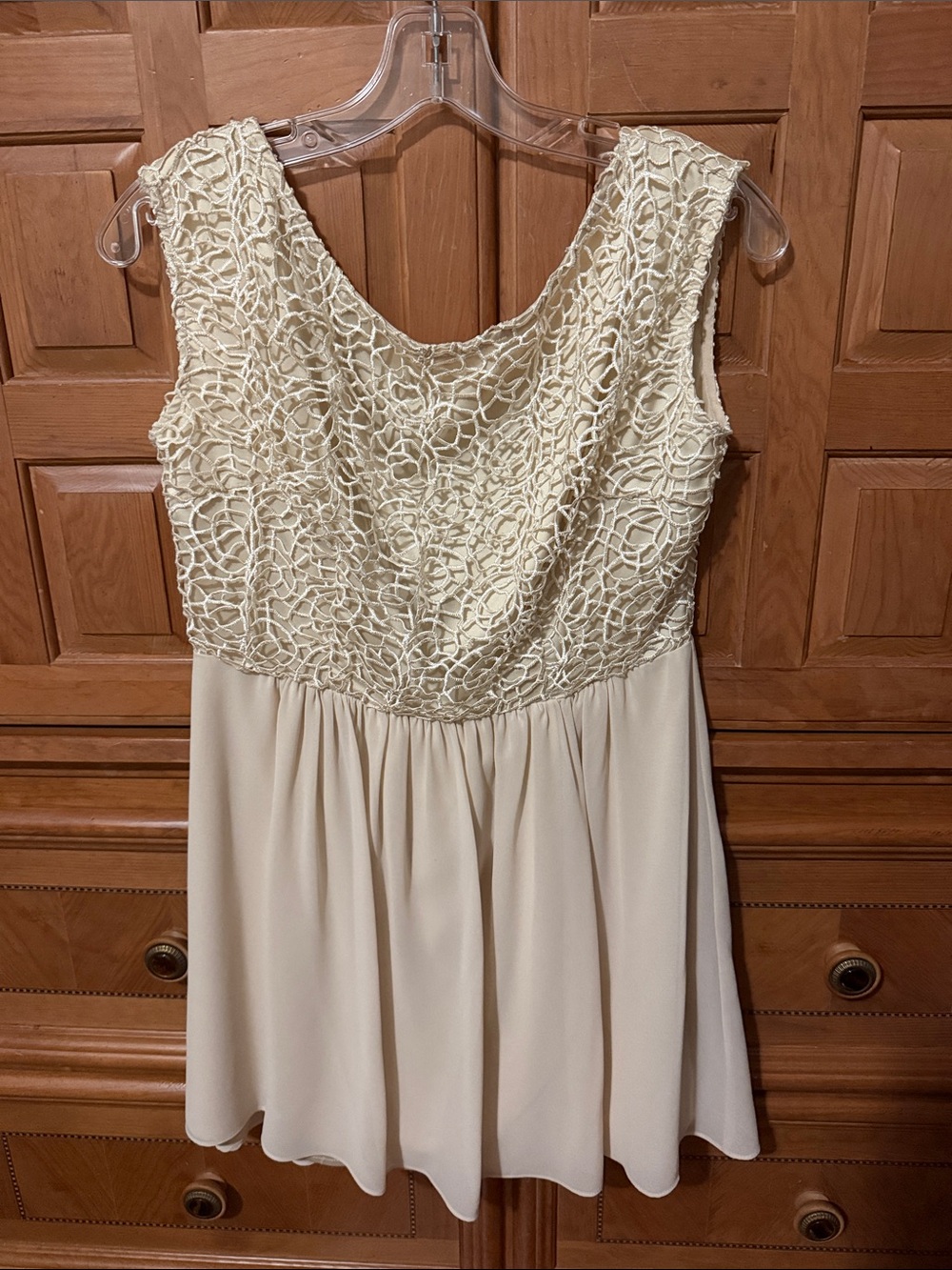 Women's Cream Lace Bodice Skater Dress